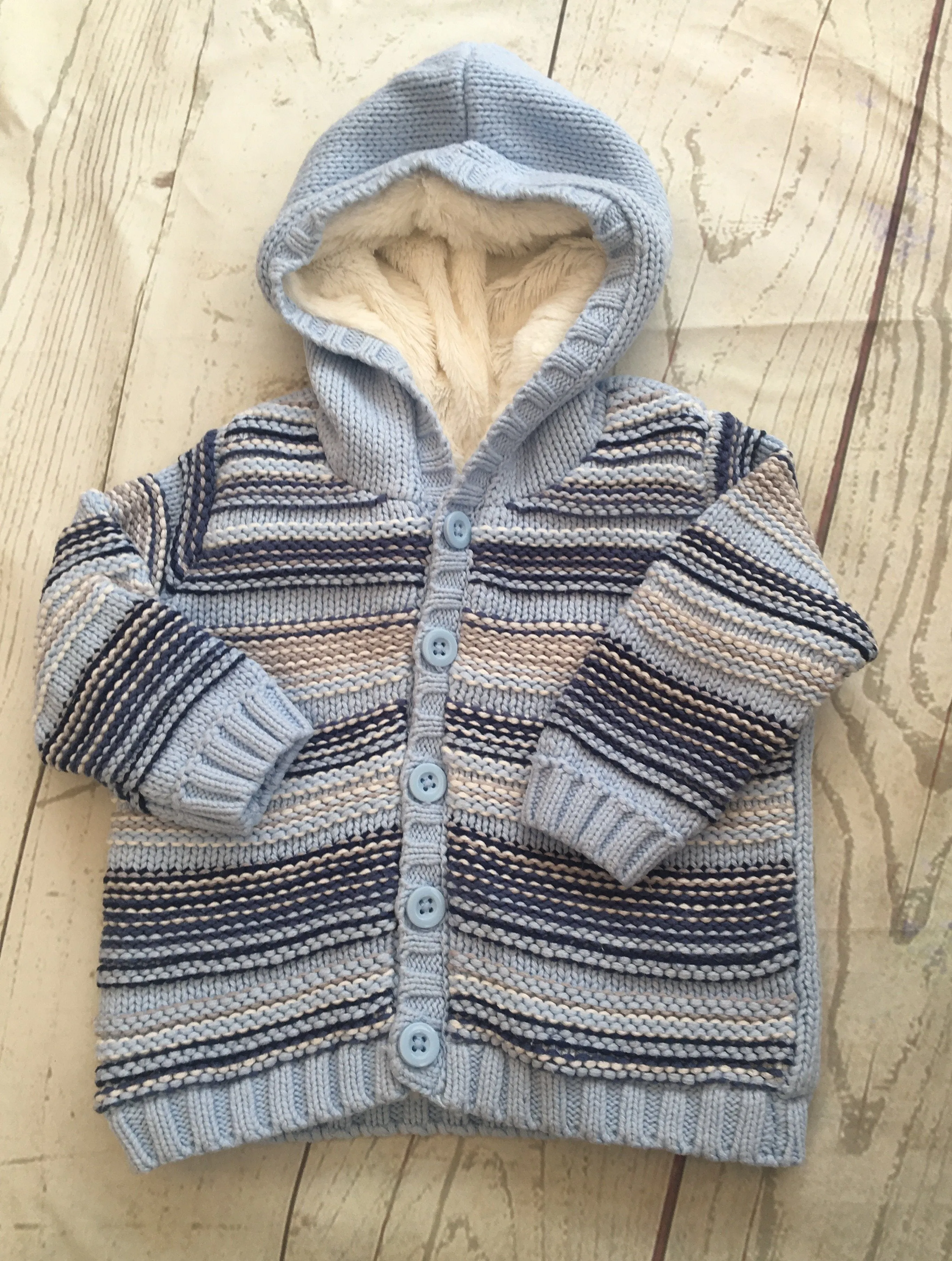 3-6 Months Fur Lined Knitted Cardigan