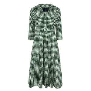 Audrey Dogtooth Shirt Dress Green