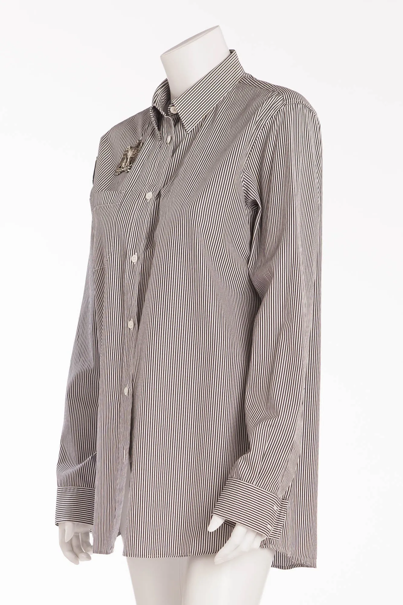 Balmain - Gray Stripe Blouse with eagle - FR 40