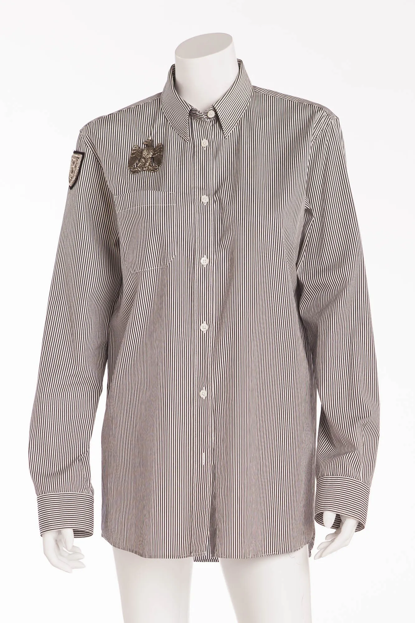 Balmain - Gray Stripe Blouse with eagle - FR 40