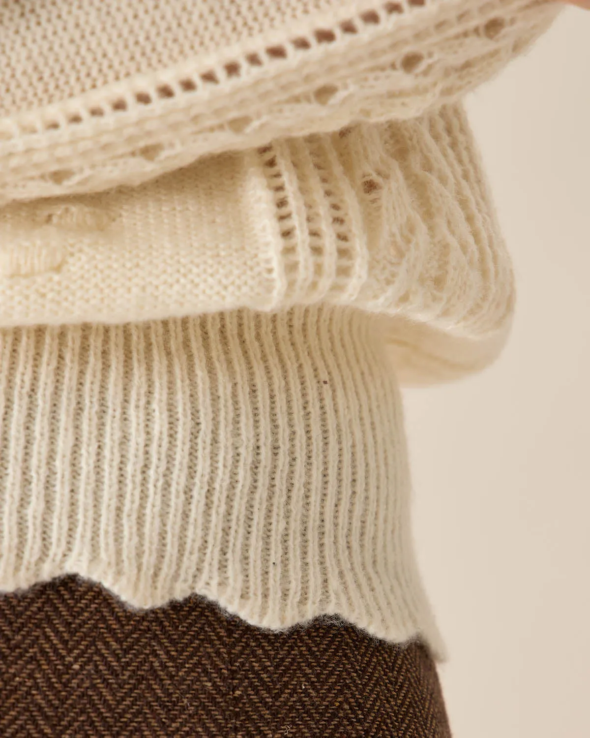 Beige Lantern Sleeve Sweater