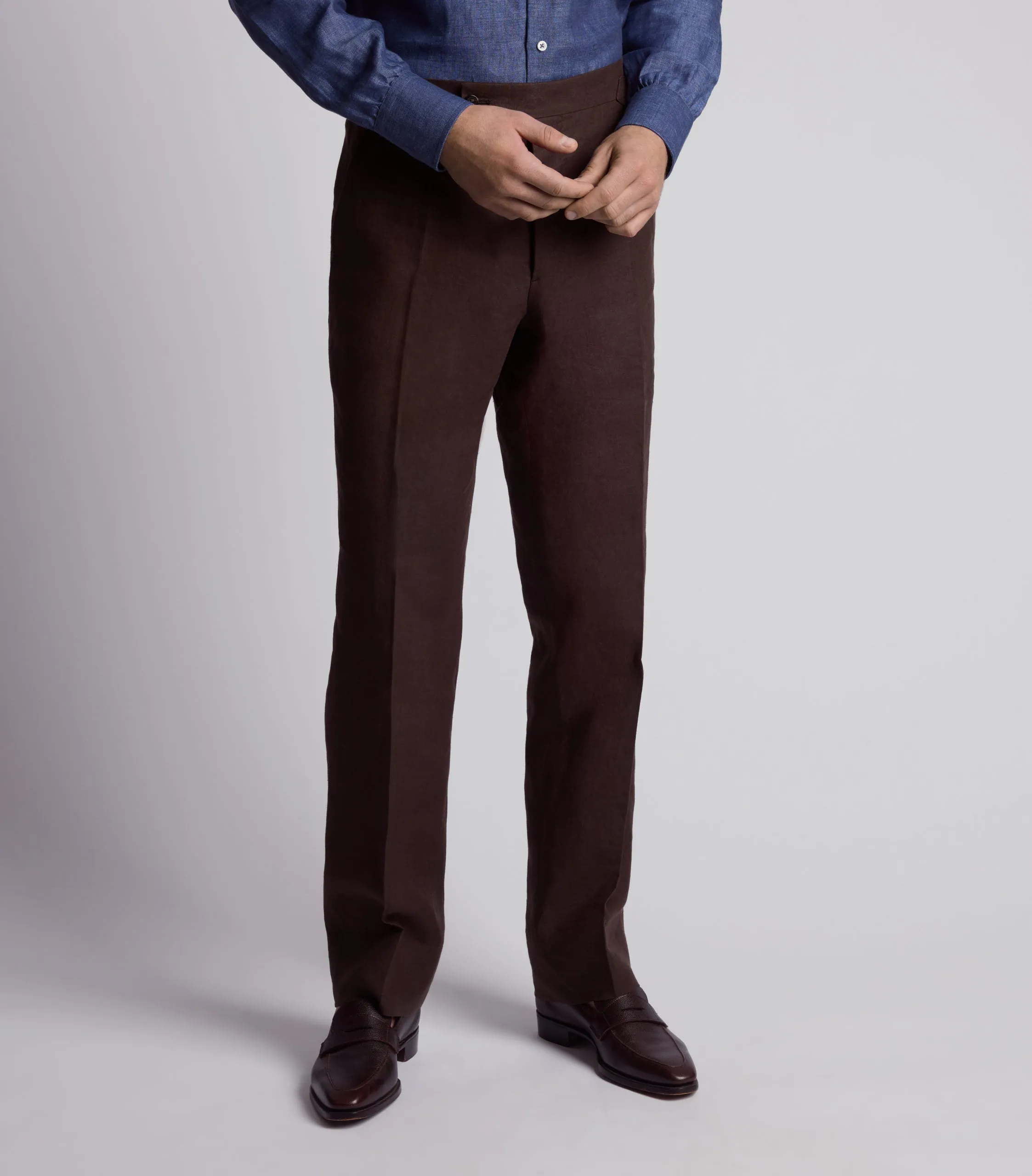 Chocolate Brown Linen Trousers