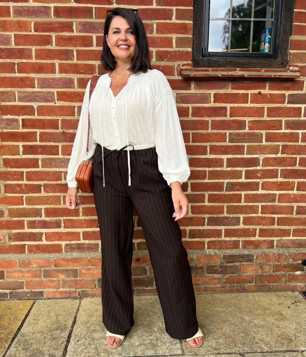 Chocolate Stripe Wide Leg Trousers