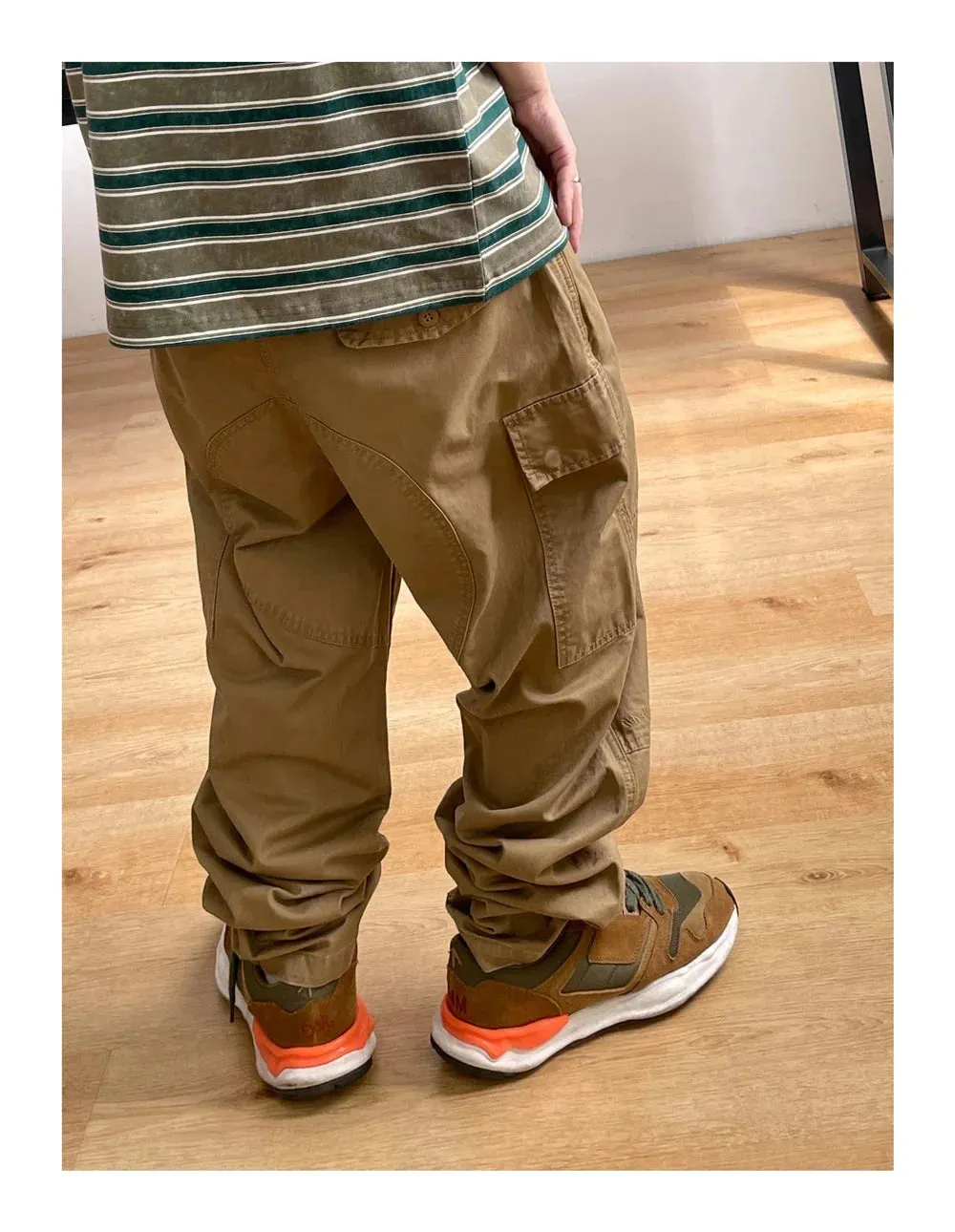 Contrast Waistband Paint Splash Workwear Cargo Pants