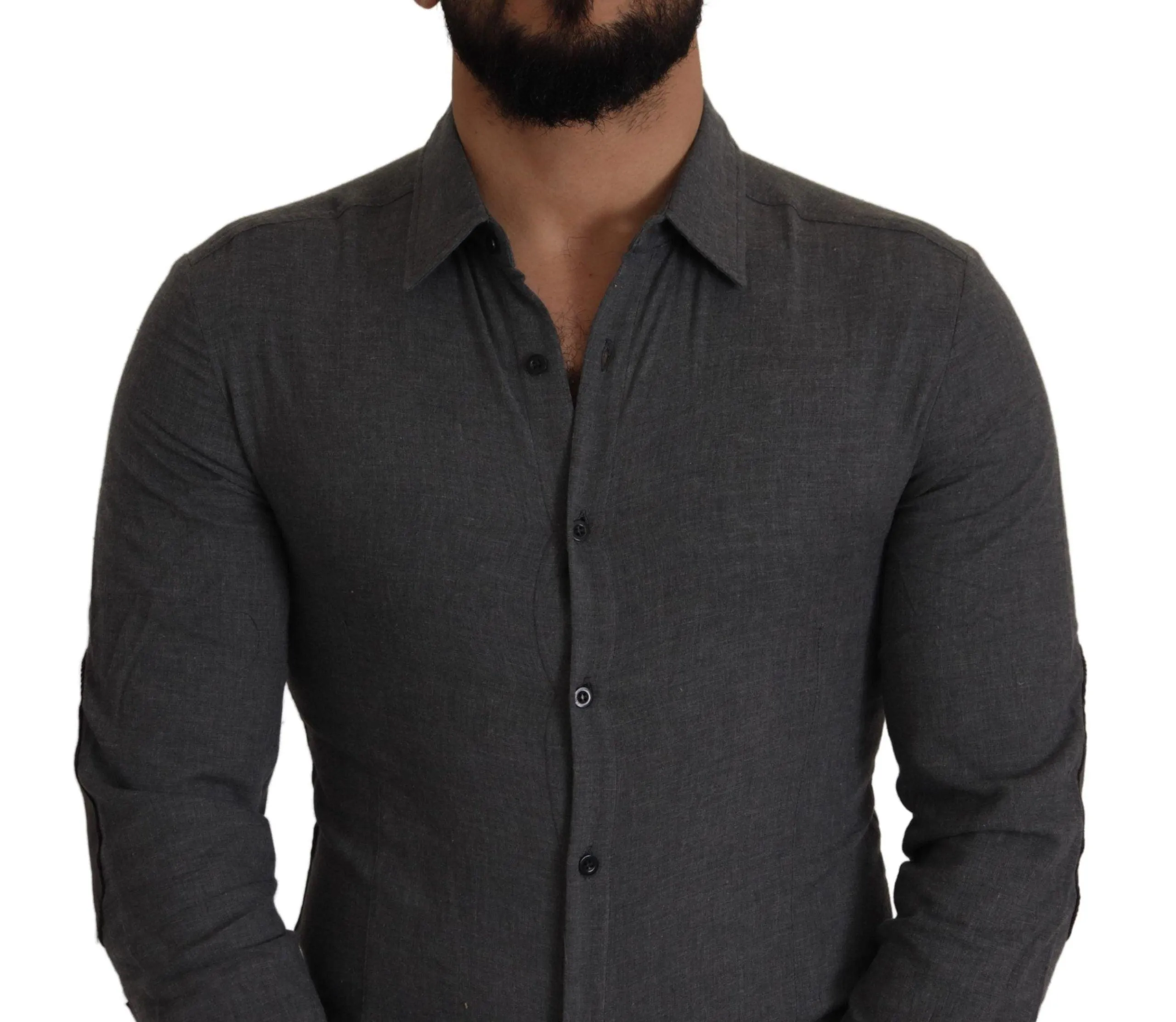 Costume National Sleek Gray Cotton Casual Button Front Shirt