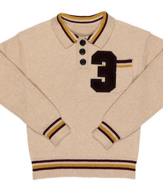 Crew Kids Stone Varsity Knit Sweater