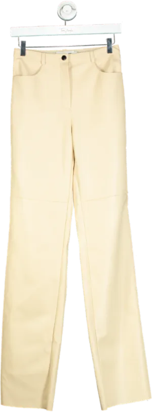 Cult Naked Cream Leather Straight-Leg Trousers UK S