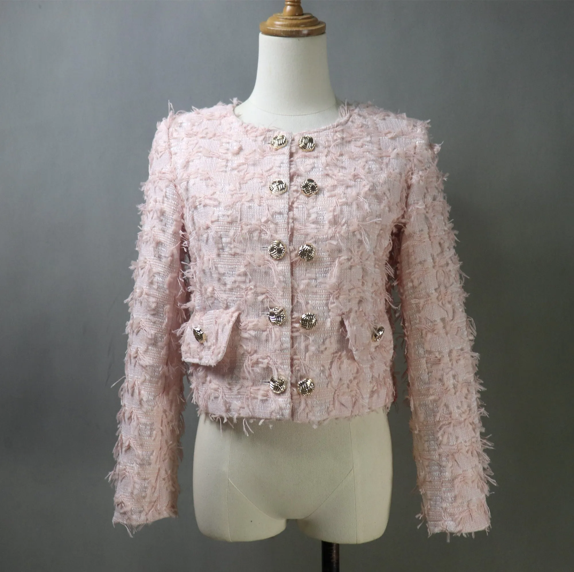 Custom Made Baby Pink Tweed Jacket