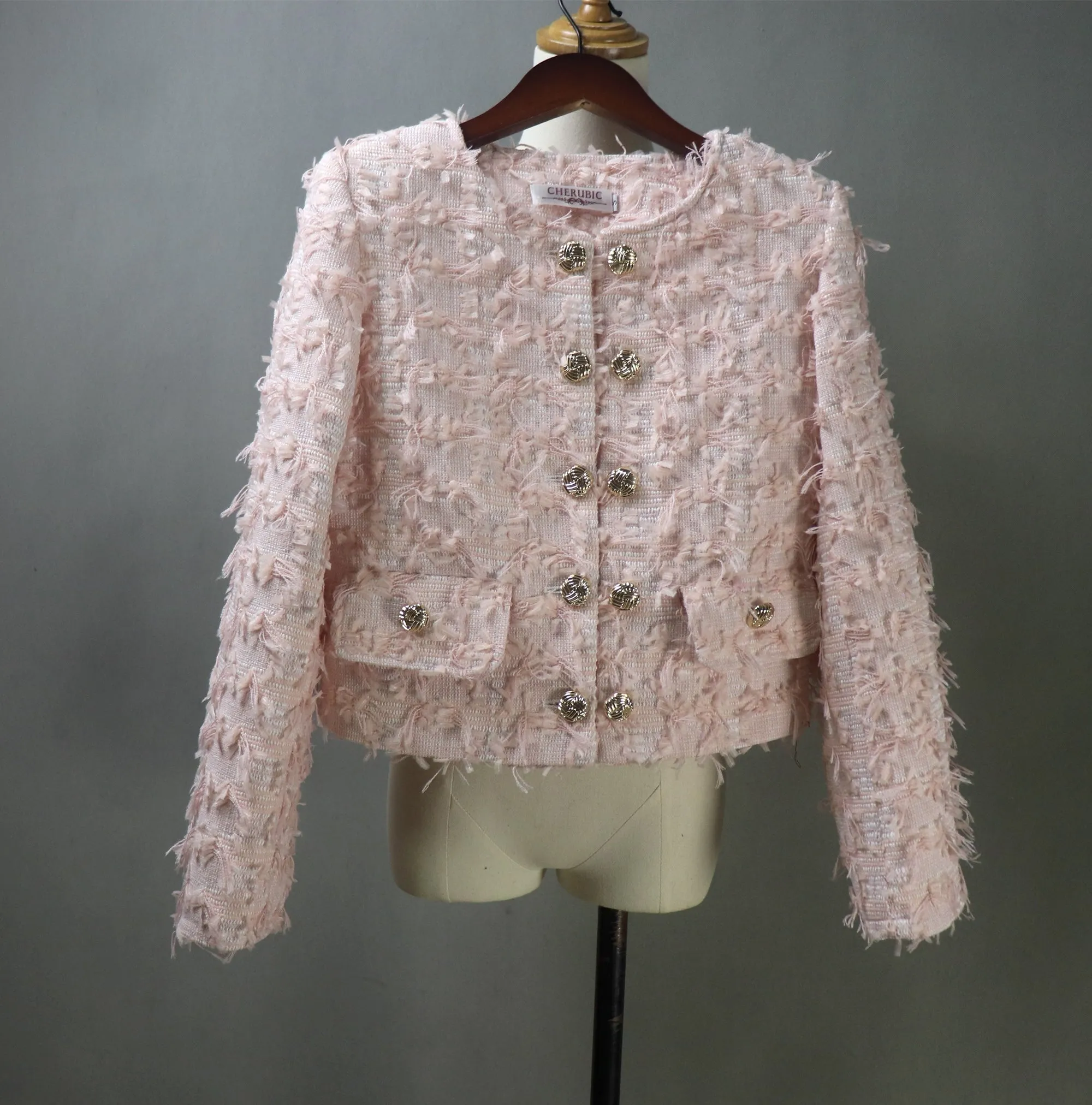 Custom Made Baby Pink Tweed Jacket