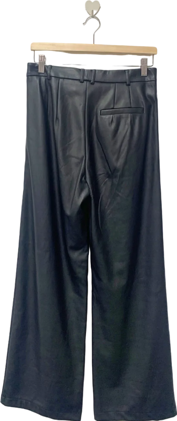 Dé Rococo Black Faux Leather Wide Leg Trousers S