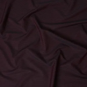 Deep Burgundy and Black Striped 100% Cotton Shirting Fabric, 150 cm Width, Made in Italy-D20469