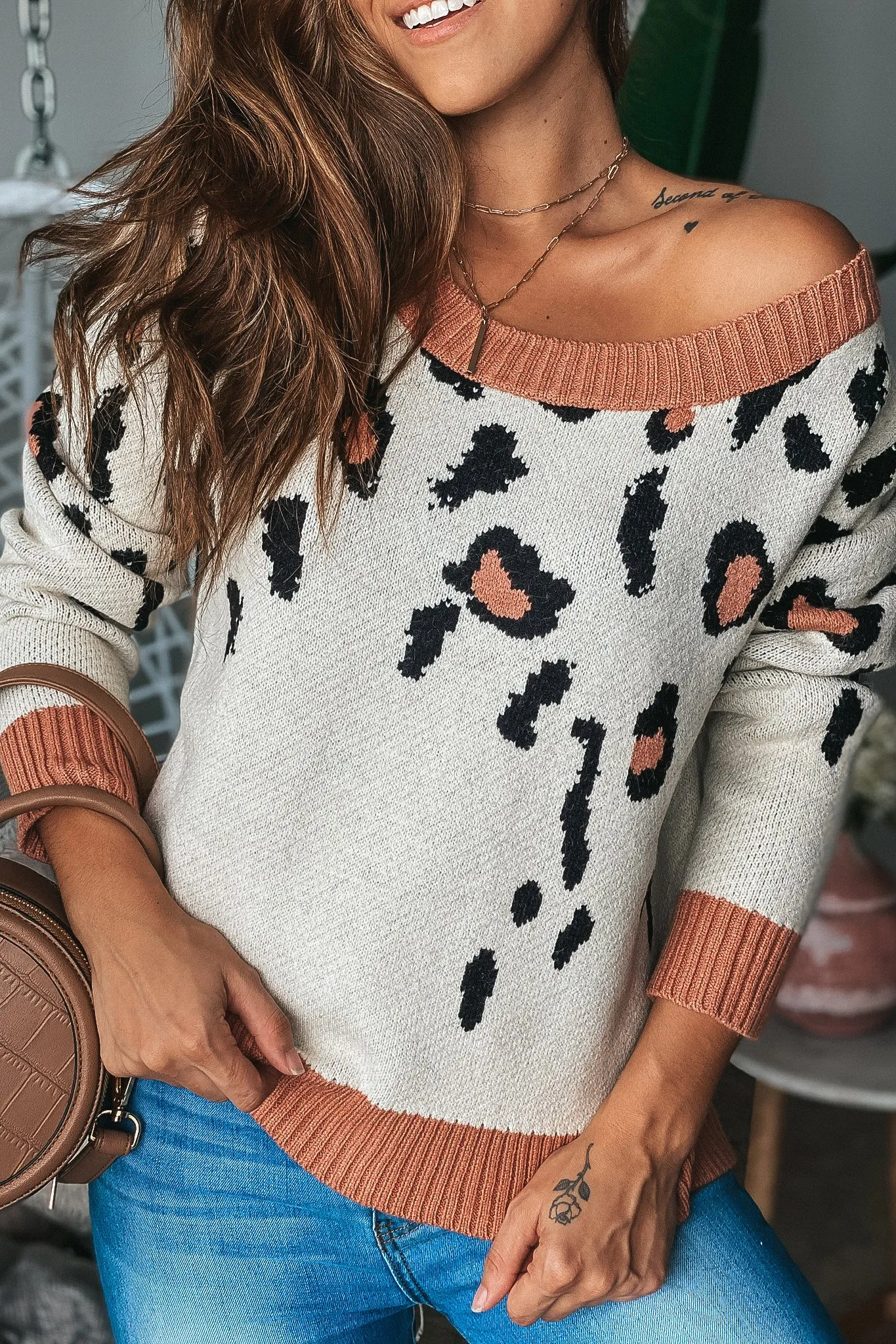 Dusty Pink Leopard Sweater