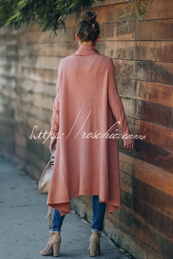 Fireside Pocketed Oversized Drape Neckline Knit Cardigan