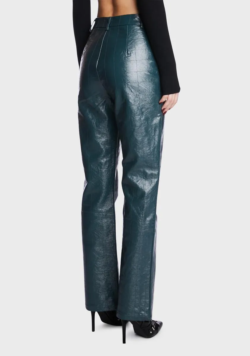 Frankey Check Stitch Faux Leather Trousers