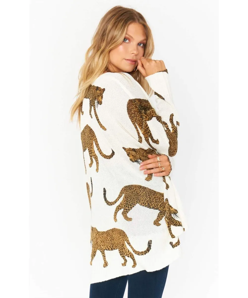 Hug Me Sweater Tossed Leopard Knit