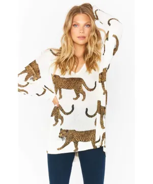 Hug Me Sweater Tossed Leopard Knit