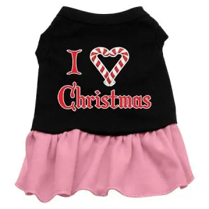 I Love Christmas Screen Print Dress Black with Pink Med (12)