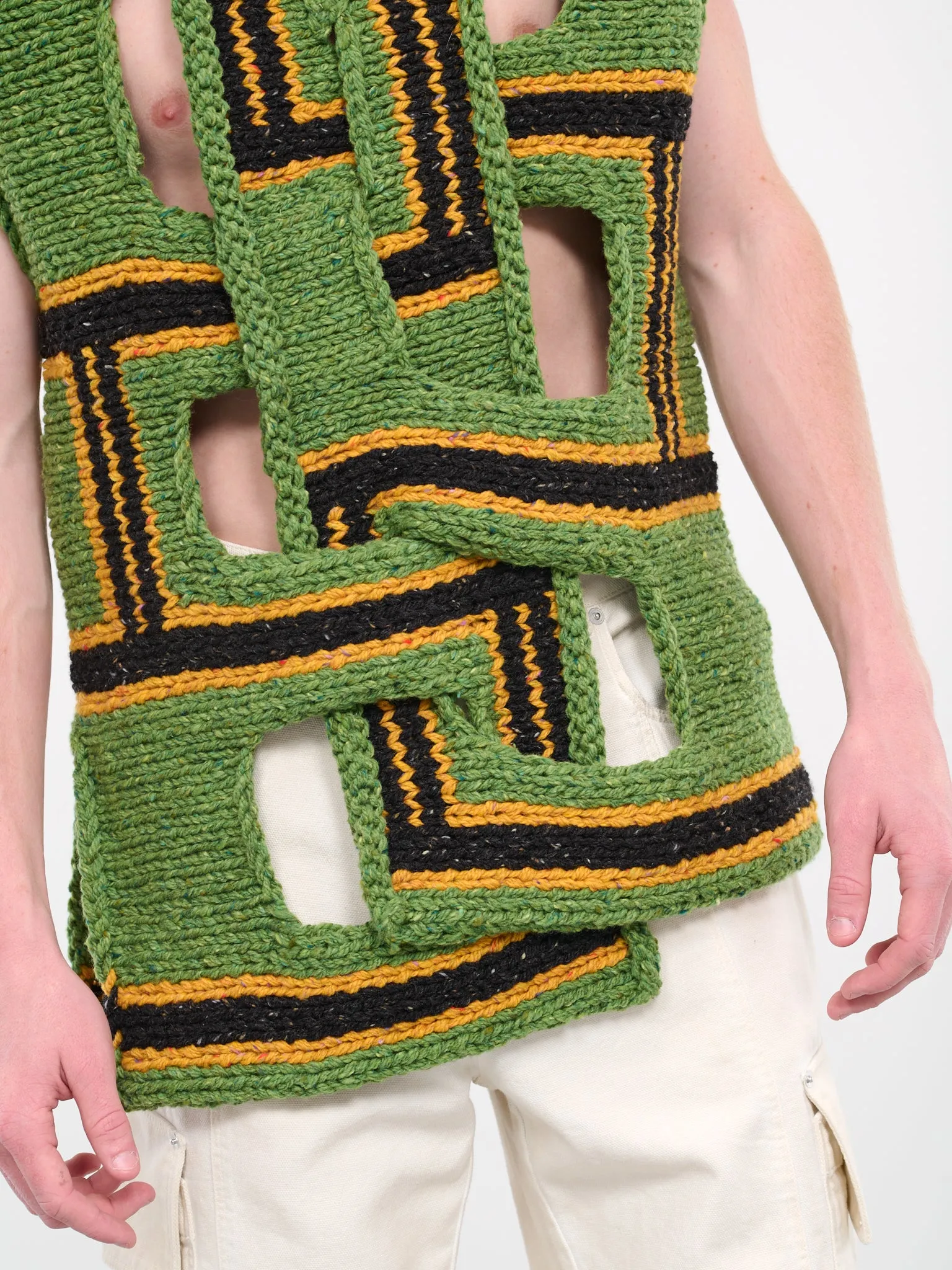 Interwoven Stripe Vest (KW1107-YN0319-GREEN)