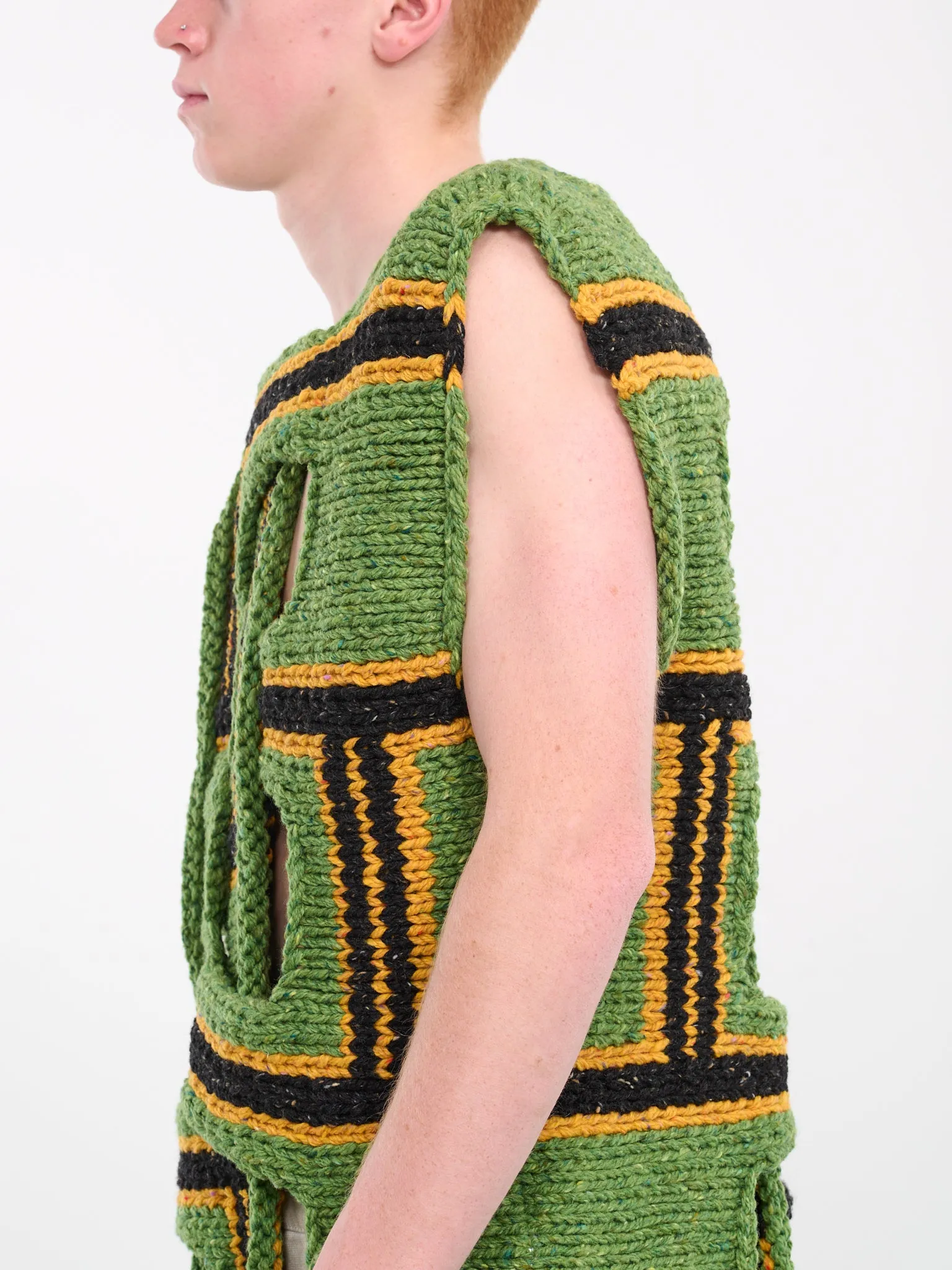 Interwoven Stripe Vest (KW1107-YN0319-GREEN)