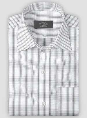 Italian Navy Blue Windowpane Shirt