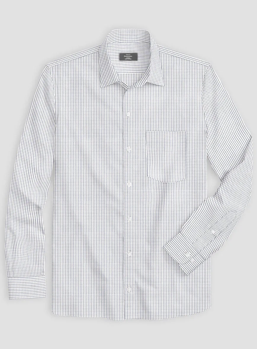 Italian Navy Blue Windowpane Shirt