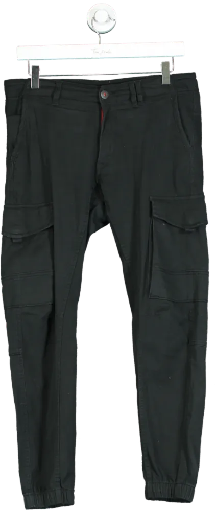 Jack & Jones Black Cargo Jogger Trousers UK W30