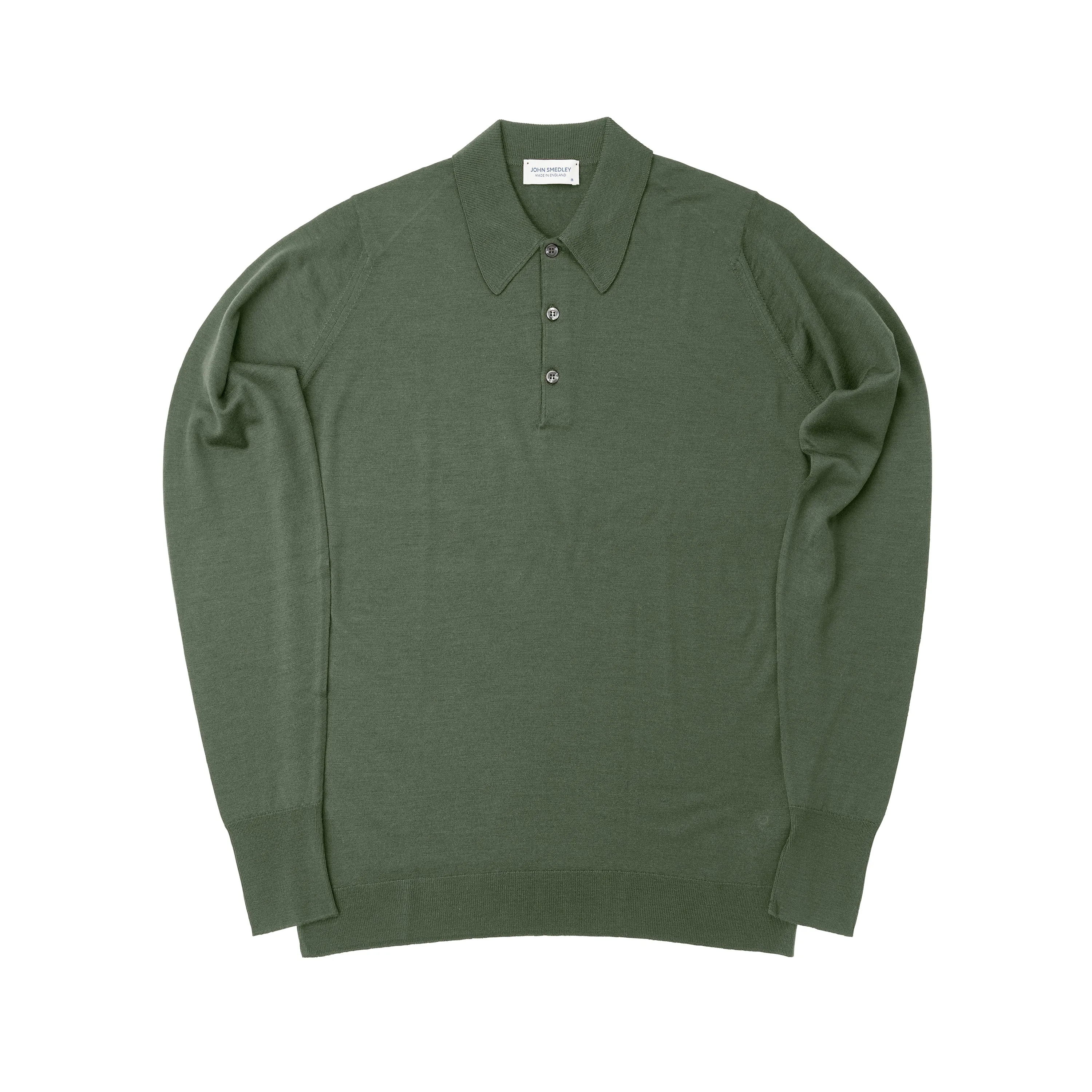 John Smedley Dorset Highland Green Long Sleeve Polo Shirt