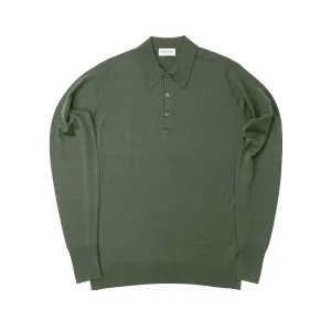 John Smedley Dorset Highland Green Long Sleeve Polo Shirt