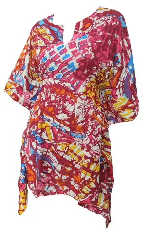 LA LEELA Soft fabric Printed Tassel Swim Cover Up OSFM 8-14 [M-L] Pink_2232