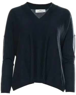 Lava Blue Cashmere Bailey V Neck Sweater