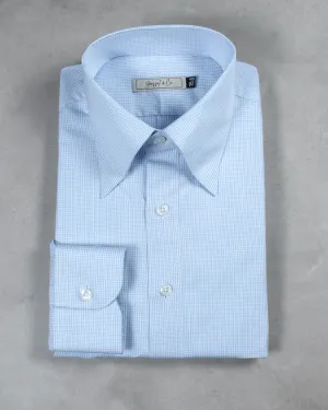 Light Blue Gingham Button Down Cotton Shirt