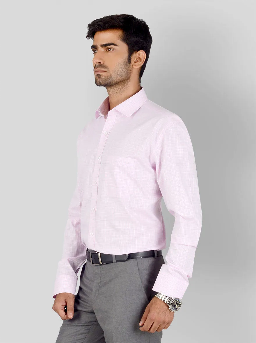 Light Pink Checked Regular Fit Formal Shirt | JadeBlue