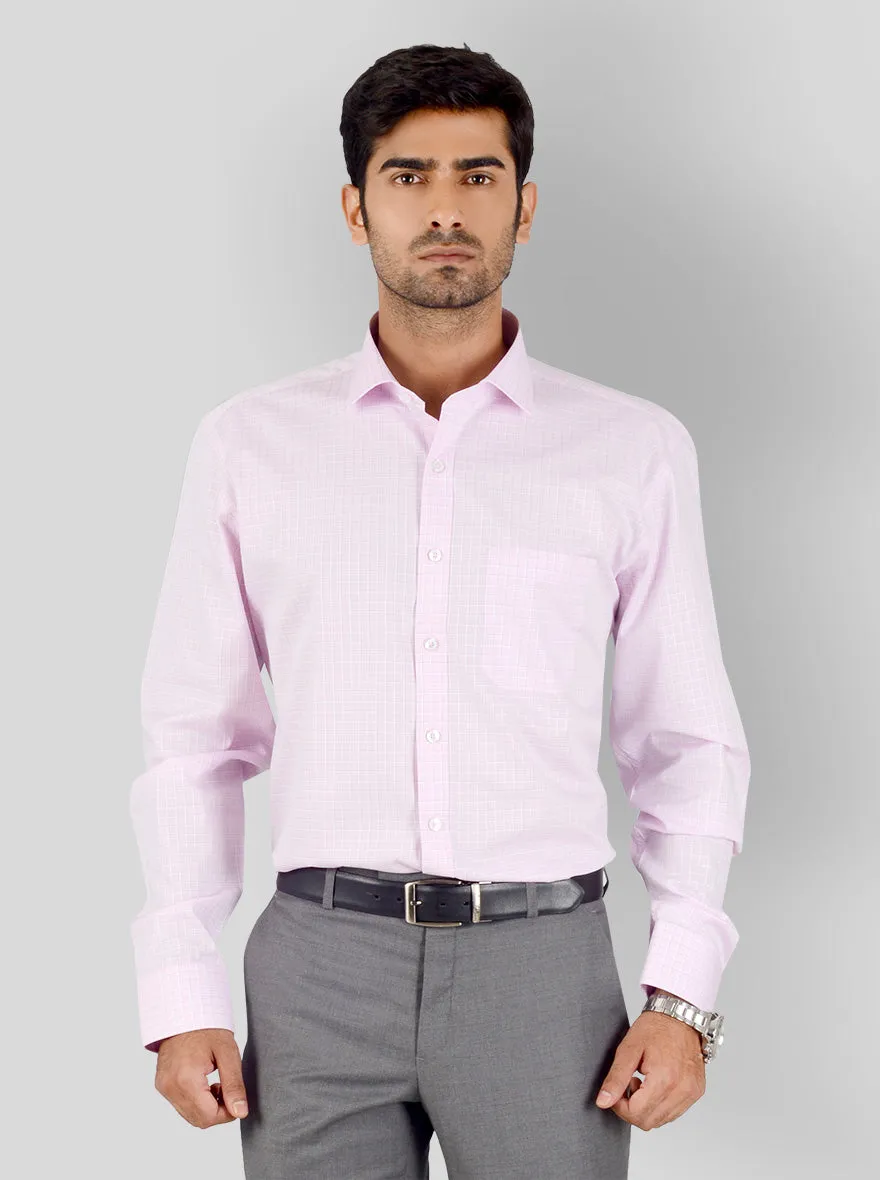 Light Pink Checked Regular Fit Formal Shirt | JadeBlue