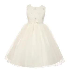 Little Girls Ivory Organza Sparkly Elegant Occasion Dress 2-6