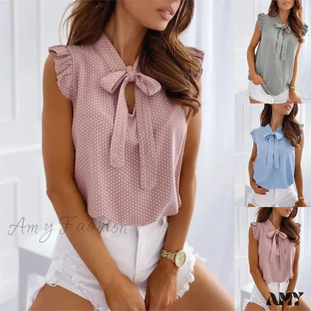 Loose Sleeveless Vintage Elegant Youth Female Summer Tops Blouses