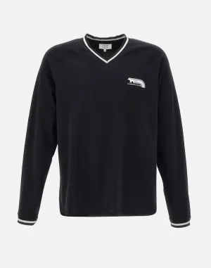 Men's Black Cotton V-Neck Sweater