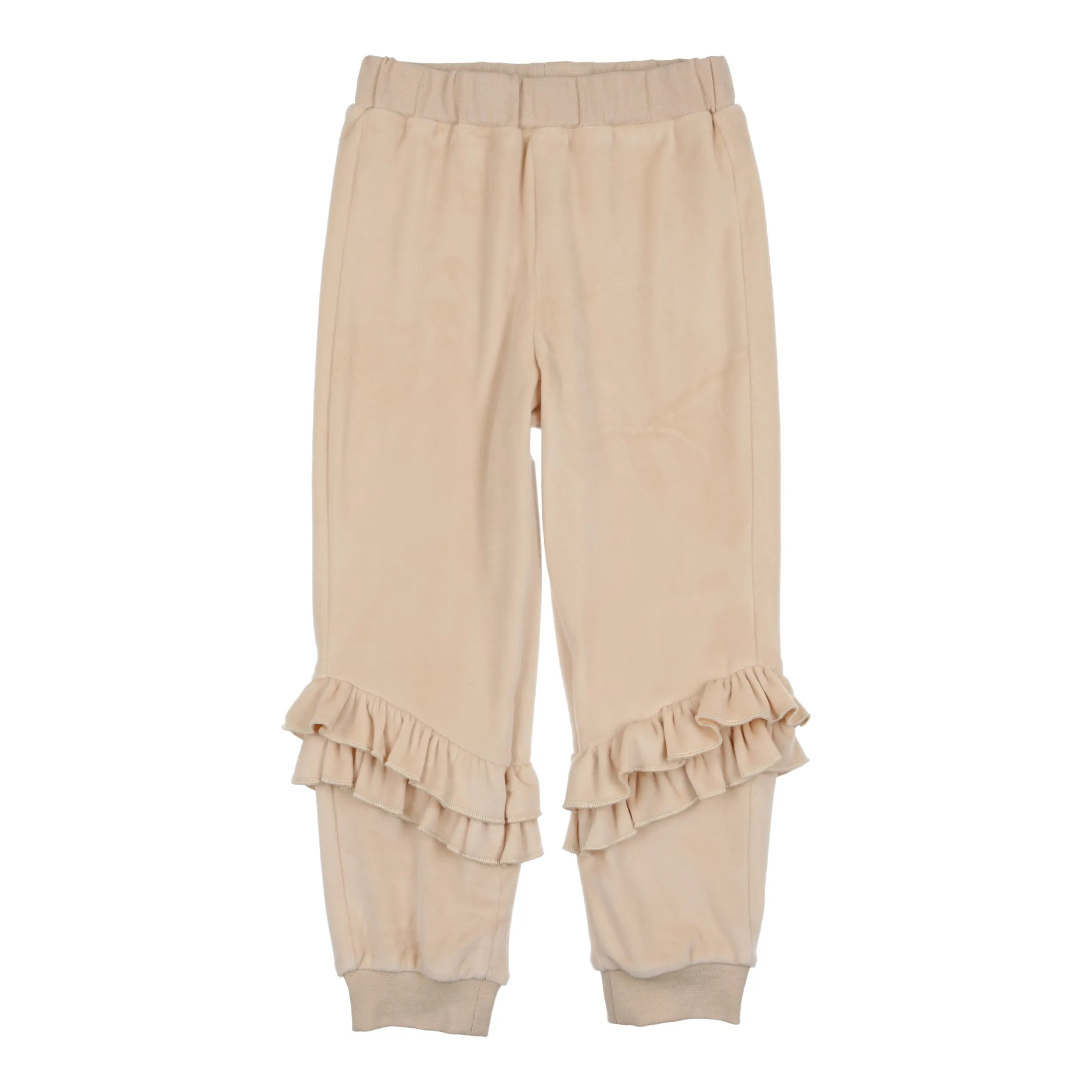 Montee Cream Velour Ruffle Joggers