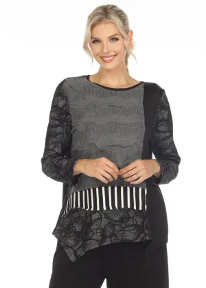 Moonlight Mixed-Media Stripe Sweater Tunic Top - 3422