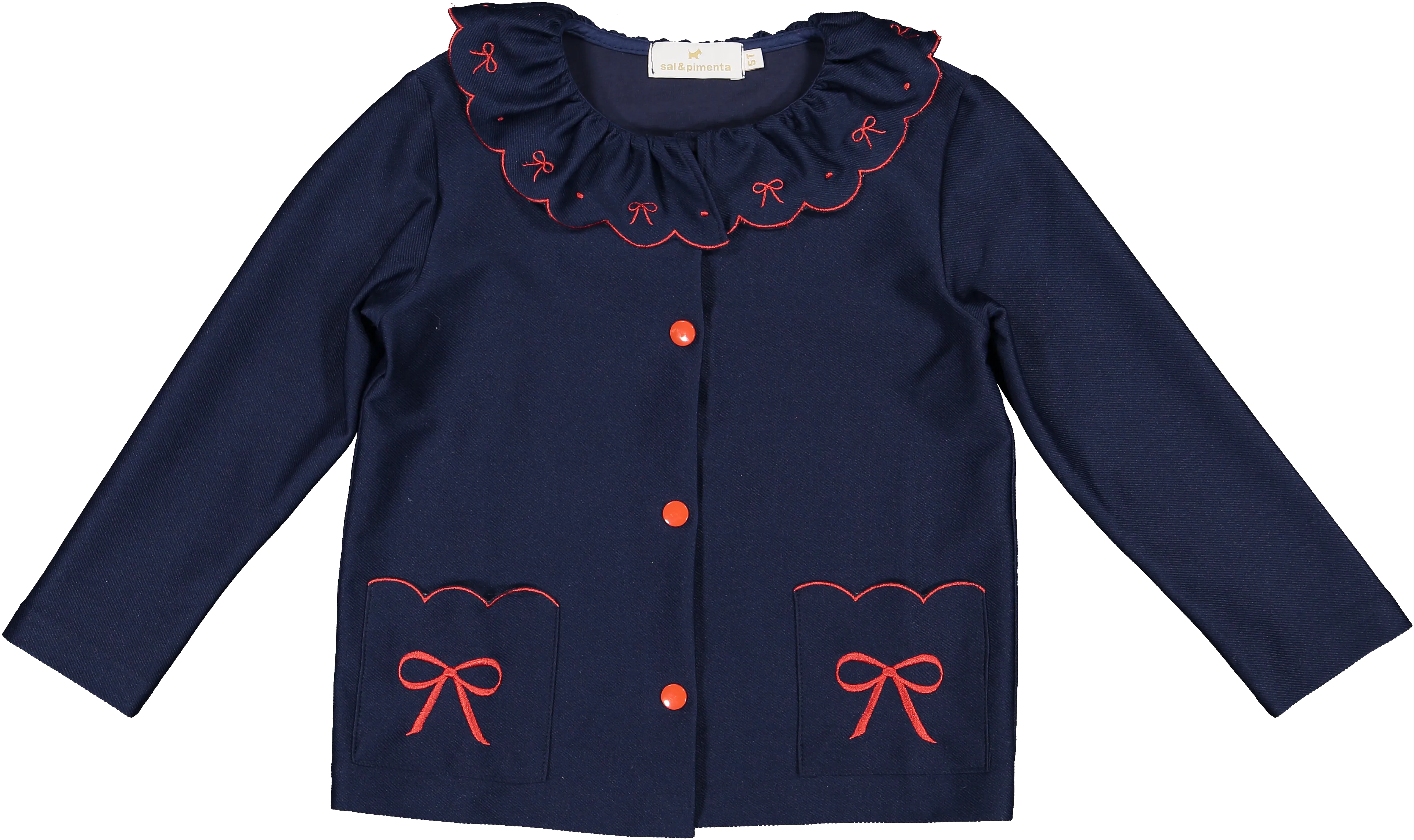 Navy Knit Red Bows Cardigan