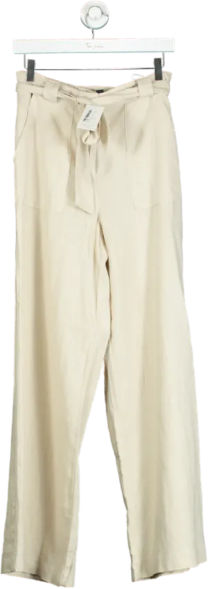 New Look Beige Linen Blend Trousers UK 10