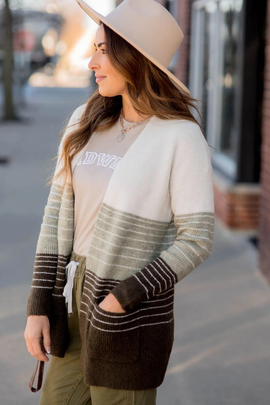 Ombre Blocked Stripe Cardigan