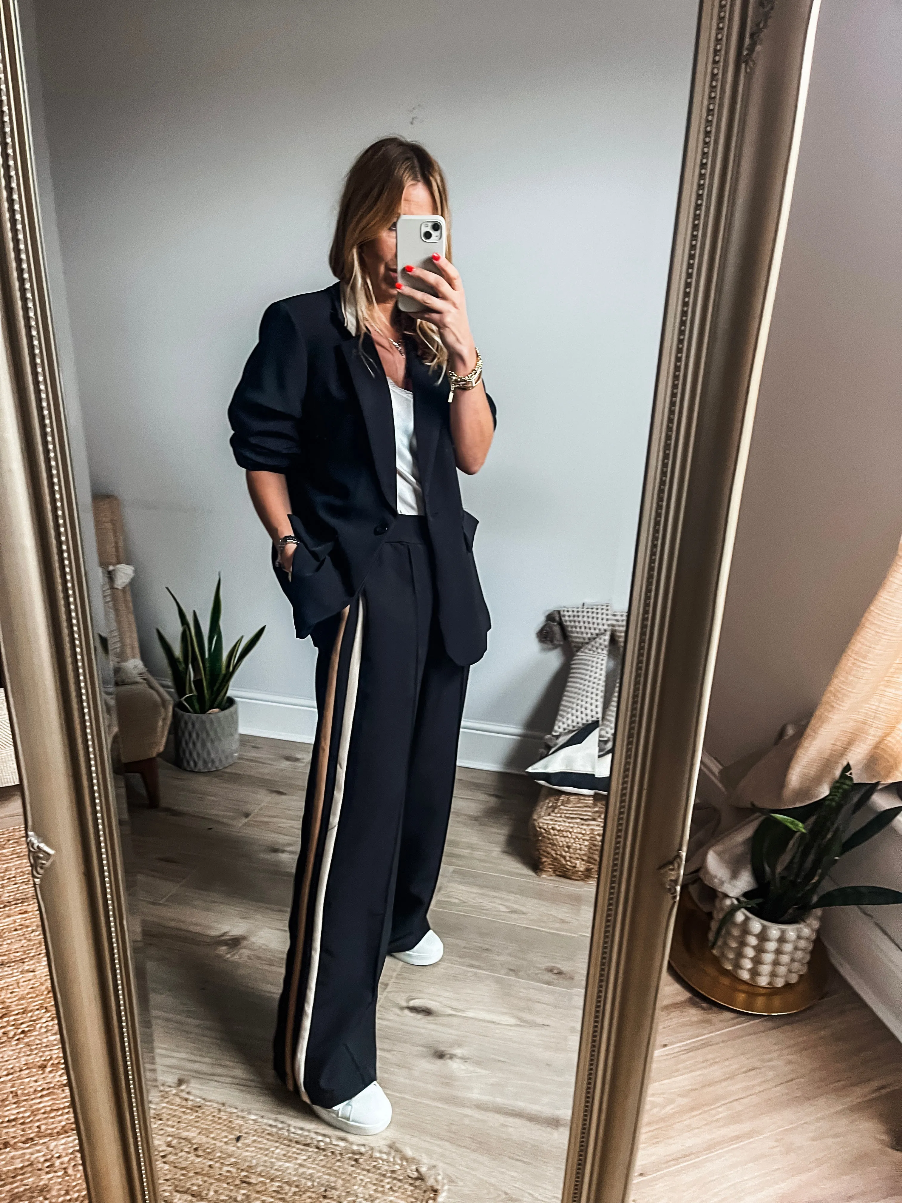 Plus Size Stripe Detail Trousers