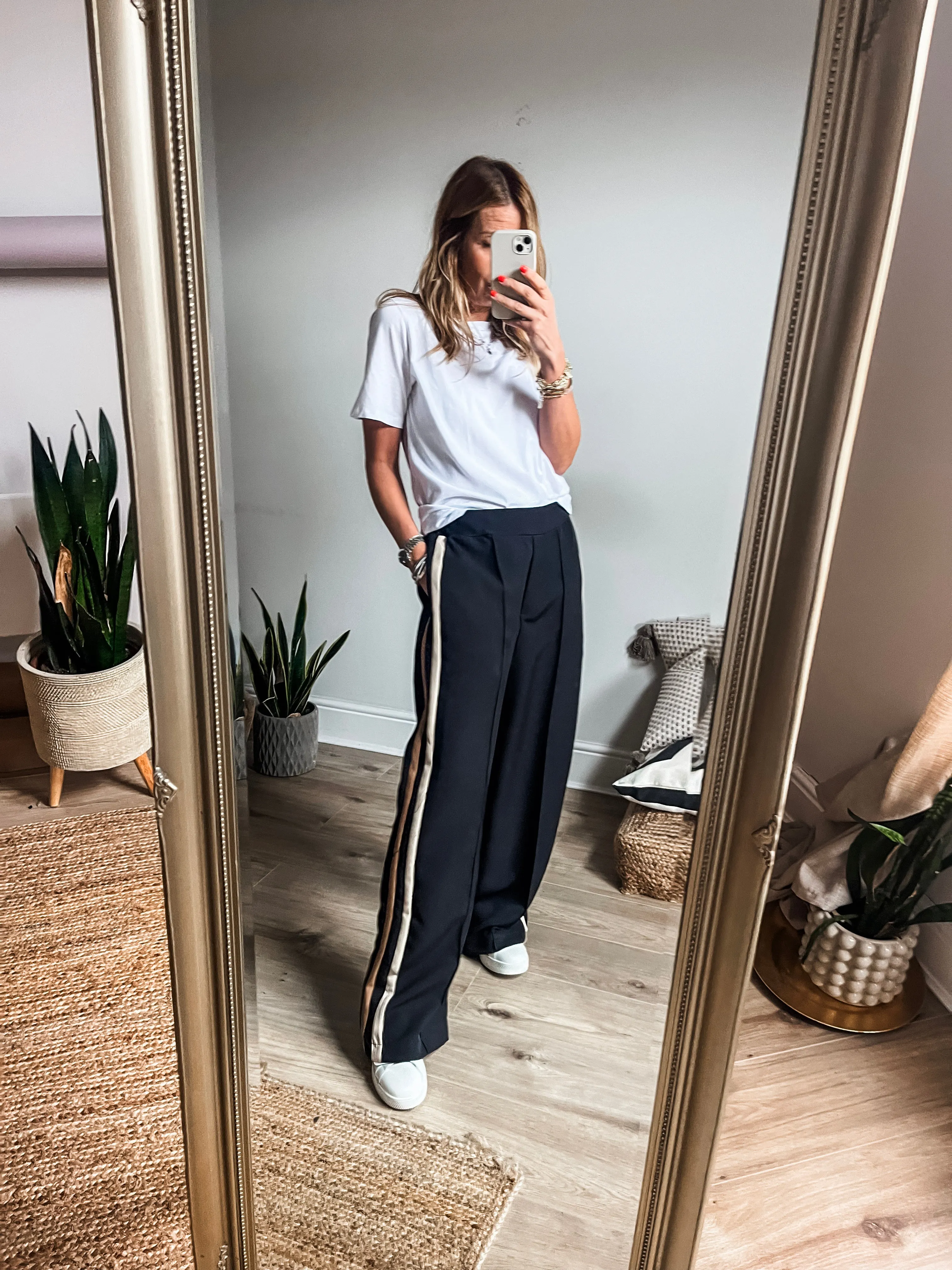 Plus Size Stripe Detail Trousers