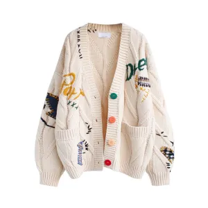 Pre Order:  Embroidered Collage Knitted Cardigan