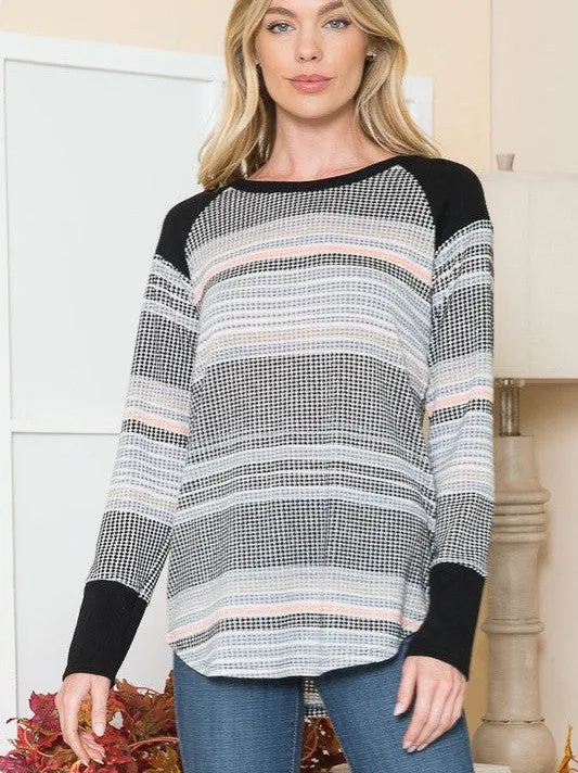 Ready Set Go Textured Stripe Knit Top