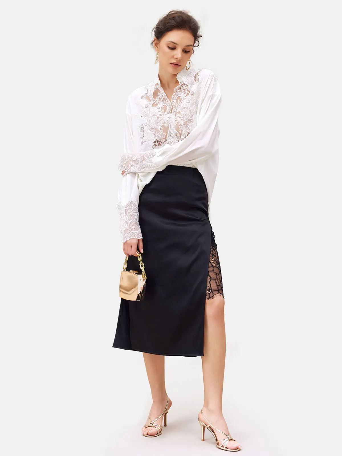 Rope Lace Embroidered Premium Silk Blouse