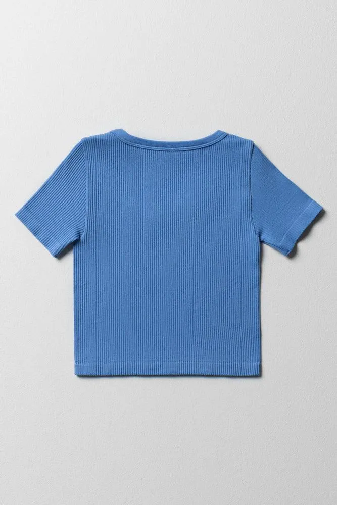 Seamless Short Sleeve T-Shirt Blue