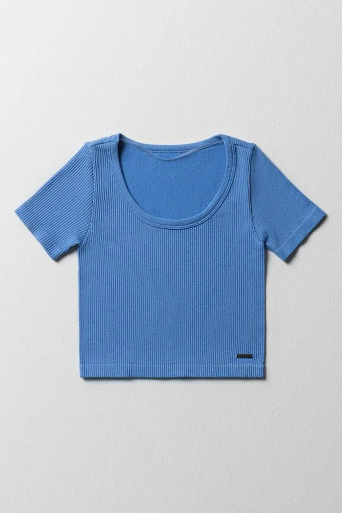 Seamless Short Sleeve T-Shirt Blue