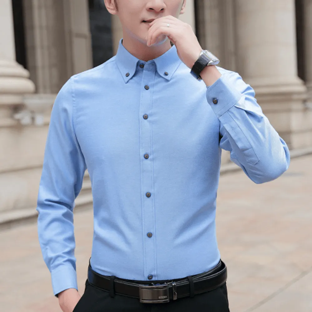 Slim Fit Oxford Long Sleeve Shirt for Men