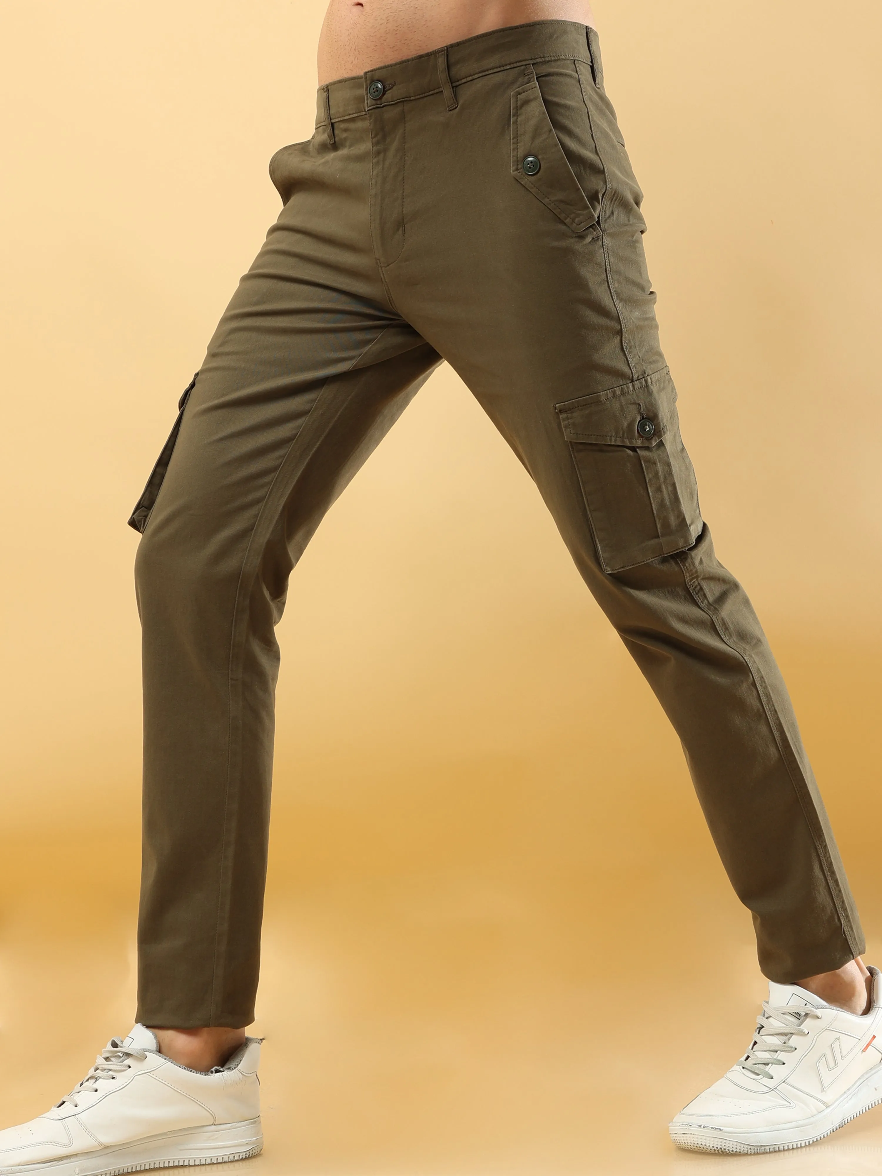 Slim Fit Seaweed Green Cargo Pant